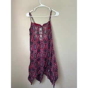 Sun & Shadow Paisley Print Festival Dress Handkerchief Hem XS